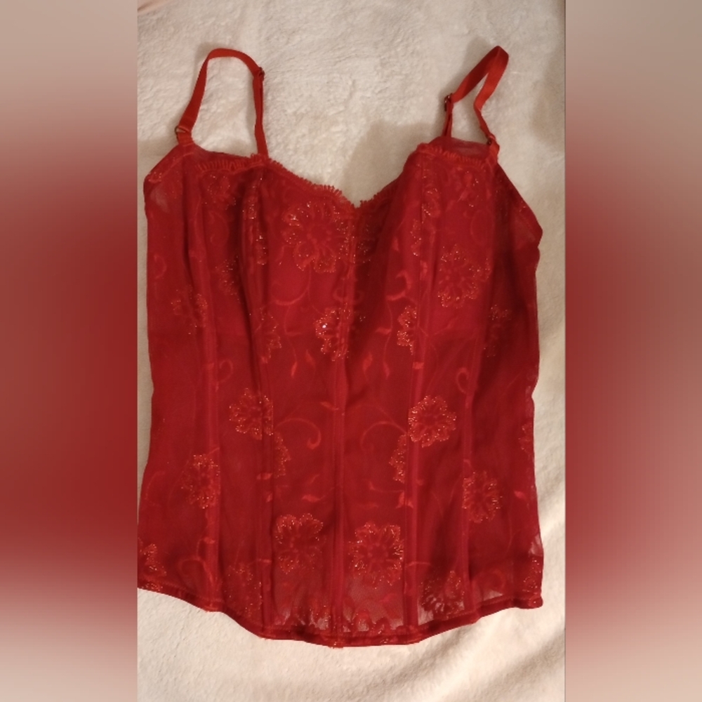 Elegant Red Lace Women's Bustier